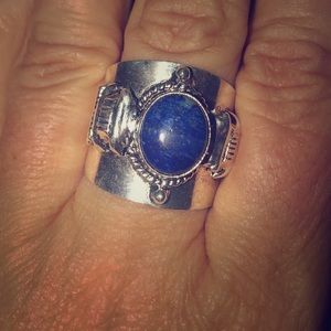 Genuine lapis ring in sterling silver